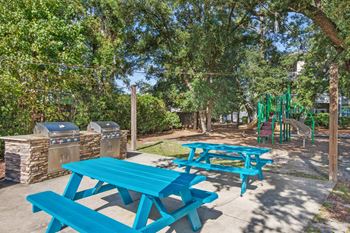 Grilling station with picnic tables